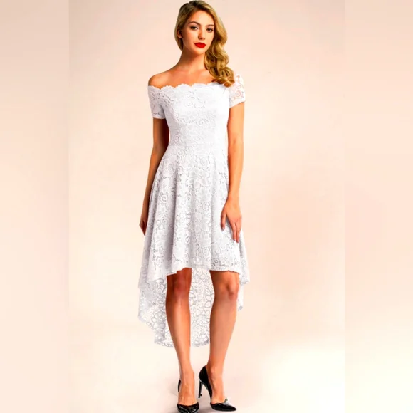 Dressystar Dresses | Dressystar Women's Lace Cocktail Dress | Color: White | Size: Xxl | Lmgray411's Closet